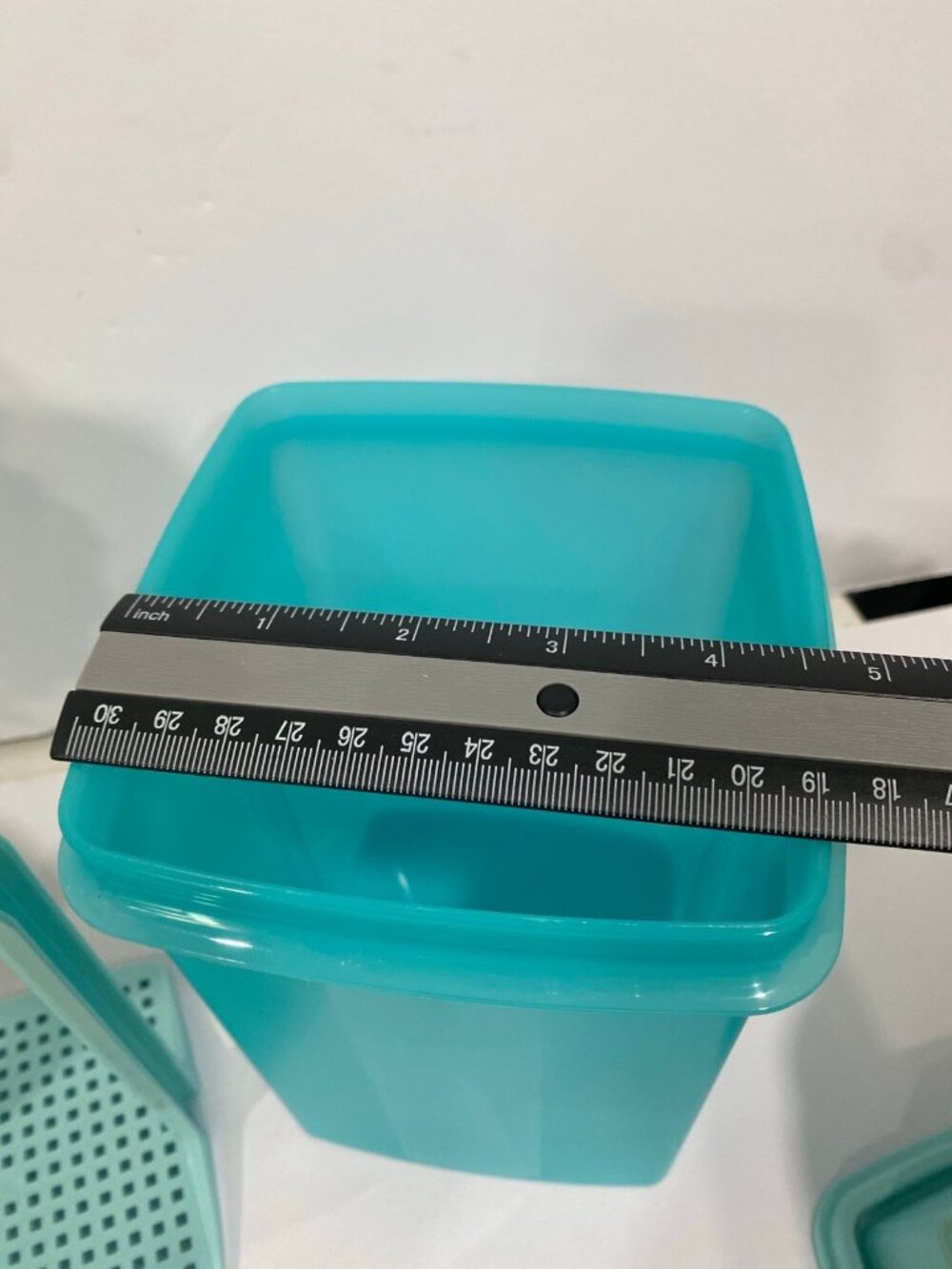 Tupperware Pick-Deli Square Aqua Blue 3-Pc Set Like New - Picture 4 of 10